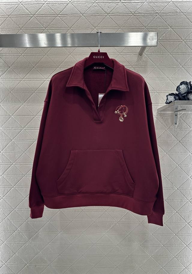 Gucc*2026 New Arrival New Year's Collared Half-Open Sweatshirt and Pants Set New