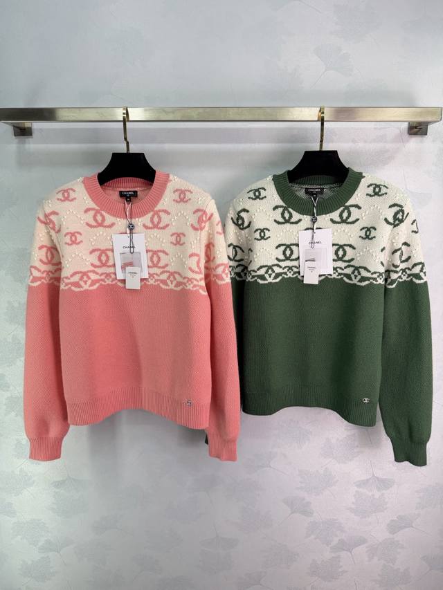 Ch*25 Autumn/Winter New Sweater, classic double C logo + winter-themed design, f