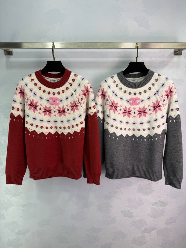 Ch*25 Autumn/Winter New Fair Isle Style Jacquard Sweater. Classic Nordic design,