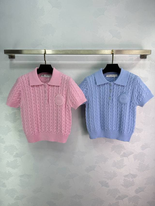 Dio*2026 Early Spring New Cable Knit Striped Collar Sweater, Custom Yb Cashmere