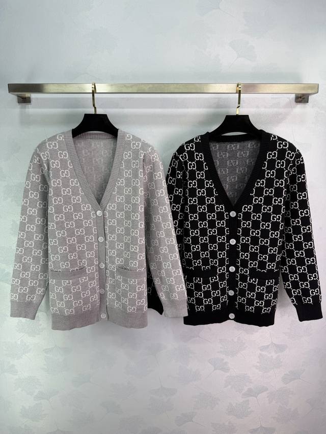 Gucc* 2026 Early Spring New Jacquard Knit V-Neck Cardigan! Custom wool knit mate