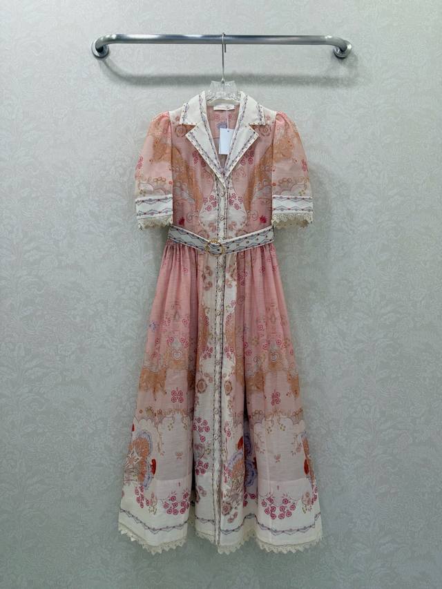 Zimmerman*Zimmerman 26 Early Spring New Two-Piece Dress, Collared Puff Short Sle