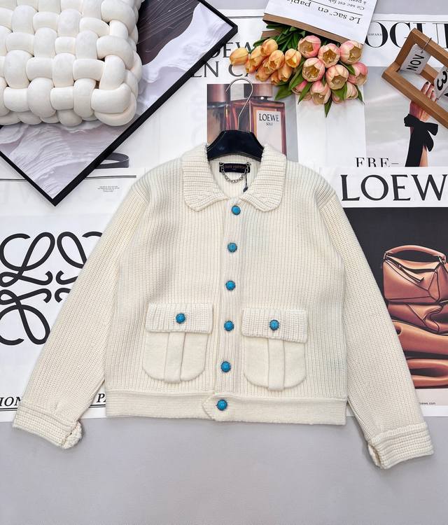 Louis Vuitton 26Ss Limited Edition - Turquoise Wool Knit Cardigan! This cardigan