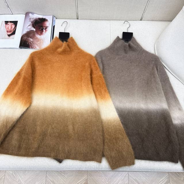 Exclusive Max 26Ss Early Spring New Gradient Color Design Turtleneck Sweater - H