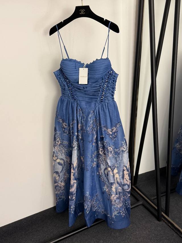 Style No. 20259250 Zimmermann *New Mermaid Print Strapless Waist-cinching Suspe