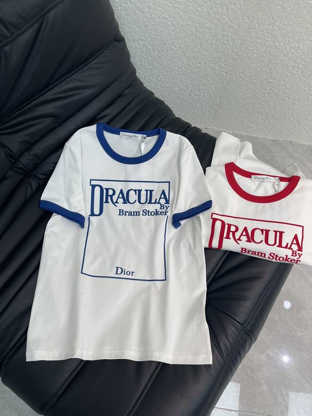 Dio*26 Spring/Summer New Ribbed Color-Blocked Crew Neck Logo Short-Sleeve T-Shir