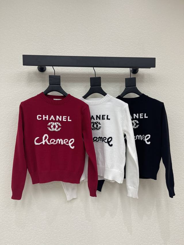 Chane*26 Early Spring New Letter Jacquard Pullover Knit Long-Sleeve Sweater! Mad