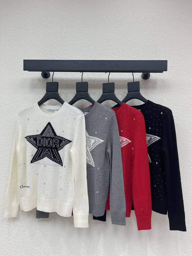 Dio*26 Early Spring New Color Block Five-Pointed Star Pullover Knitted Long-Slee