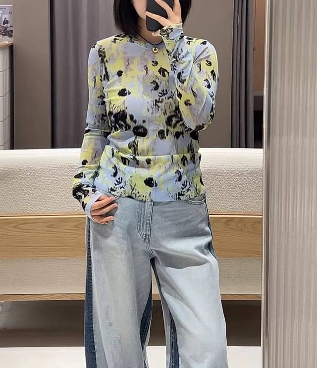 Luxury Line! Unique Designer Printed Top, Spring 2026 Round Neck Thin Printed Me