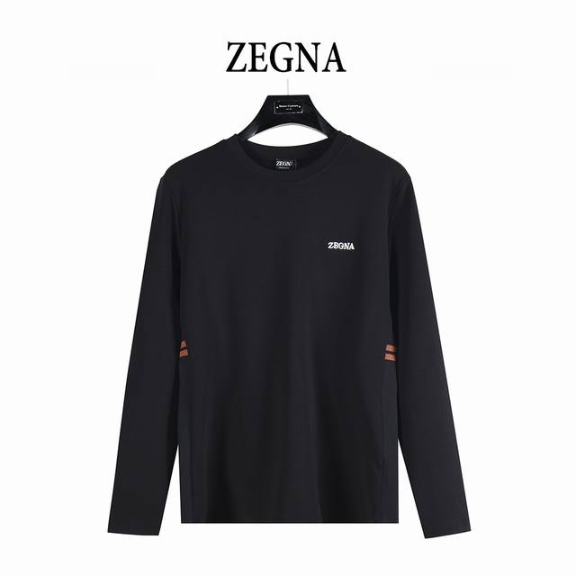 Zegna 25Fw Simple Logo Embroidered Long-Sleeve T-Shirt DDD Custom-woven, dyed, w