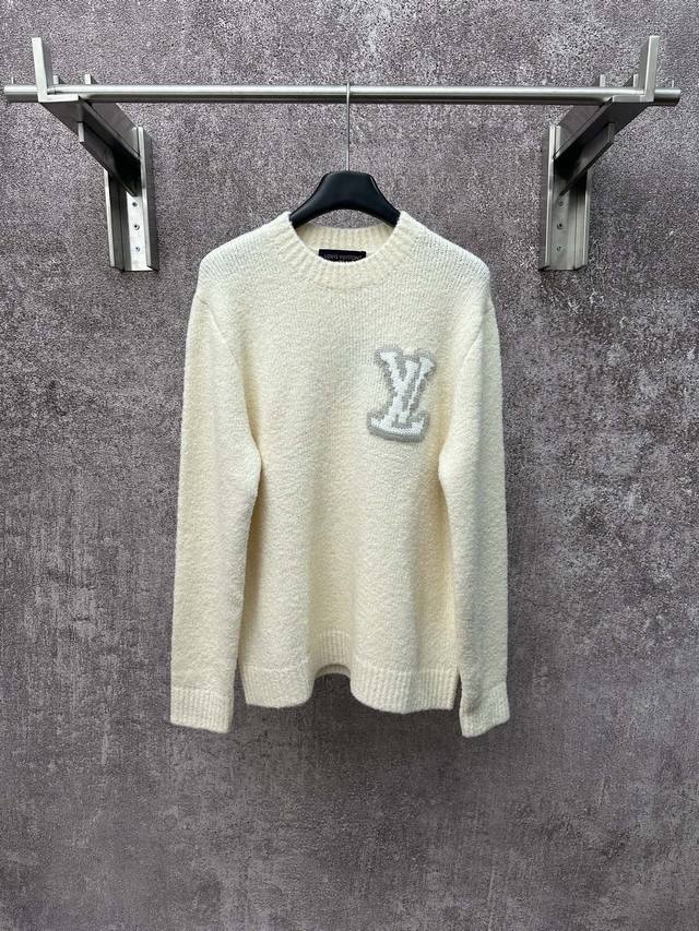 Louis Vuitton Ss25 Men's Spring/Summer Solid Color Letter Intarsia Pullover Swea