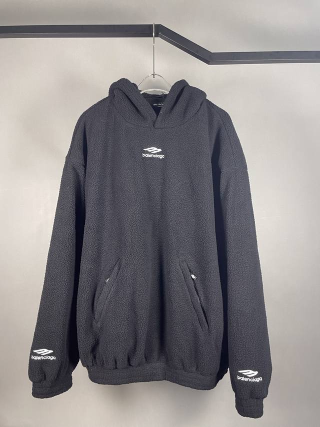 Balenciage 24Fw New 3B Letter Fleece Sweatshirt DDD The workmanship and embroide