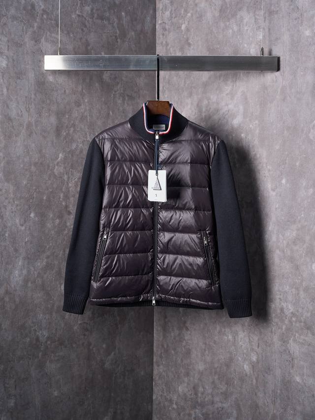 Actual product hanging photo Moncler Quilted Knitted Zipper Tricolor Tri-color