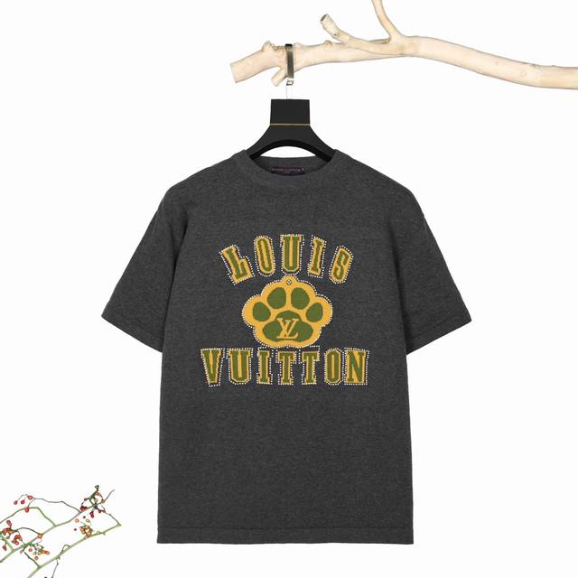 DDD Louis Vuitton jacquard knit short-sleeved sweater with imported hot-fix rhin