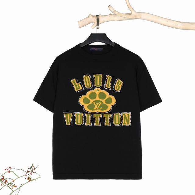 DDD Louis Vuitton jacquard knit short-sleeved sweater with imported hot-fix rhin