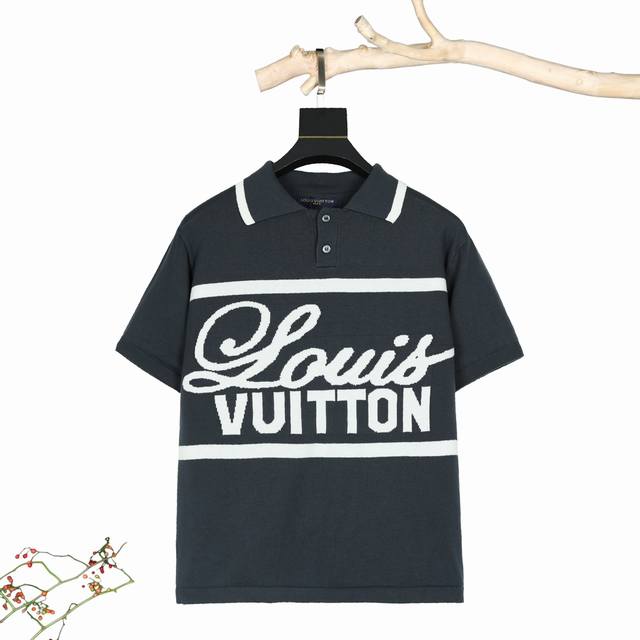 Louis Vuitton Classic Jacquard Knit Collared Short-Sleeve Top (DDD) This short-s