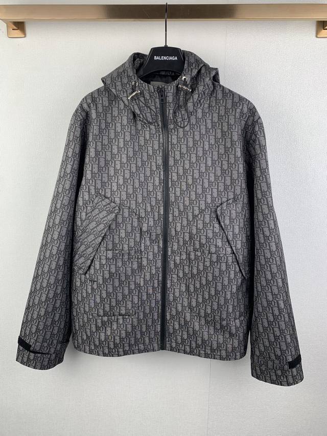Dior 25Ss New Taffeta Technical Jacquard Obliq...Hooded Jacket This hooded jacke