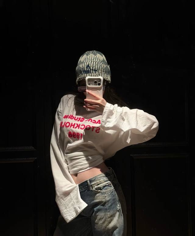 Acne26Ss New Year Limited Edition 1996 3D Velvet Jacquard Color Block Thin Long-