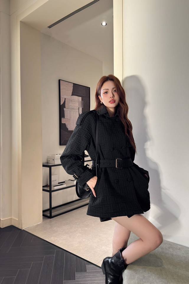 Special Price DDD Fd Fendi 25Ss New Arrival Embossed Belt Jacket Custom Yb Impor