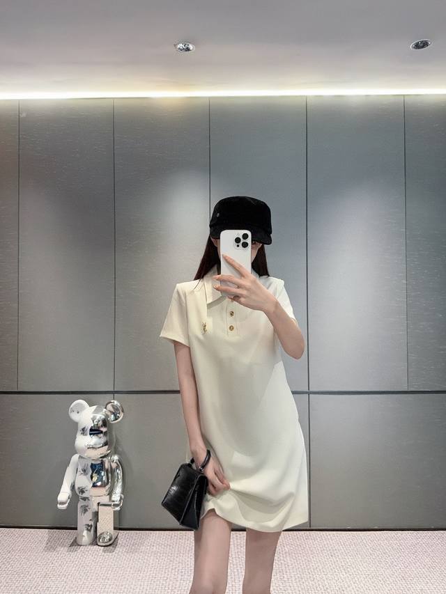 Special Price White YSL Saint Laurent 25Ss New Collared Dress DDD A super popula