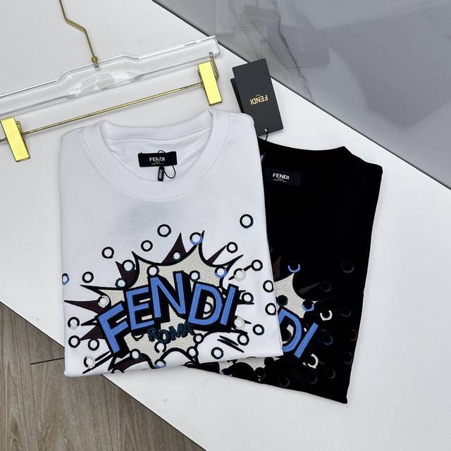 Fendi 2026 Spring/Summer New Arrival Letter Embroidered Short-Sleeve T-Shirt, sa