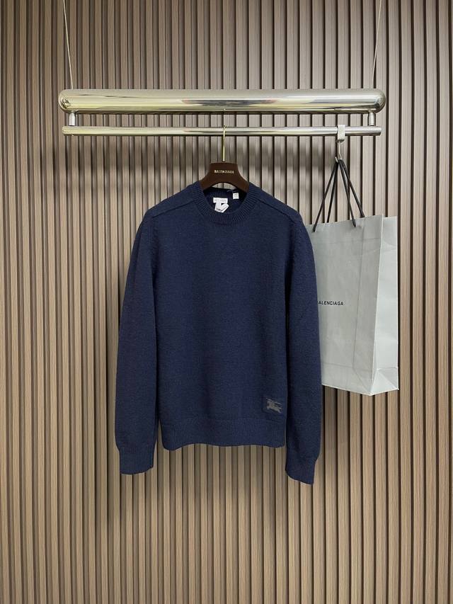 Burberry Ponytail Solid Color Crew Neck Knit Sweater. Made with a custom-dyed 18