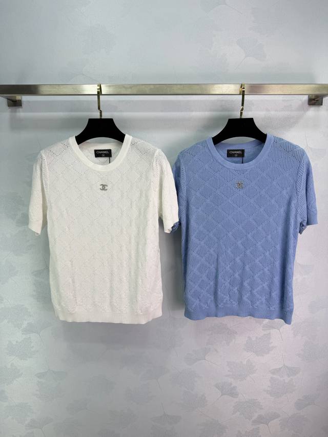 Ch* 2026 Spring/Summer New Arrival: Diamond Pattern Knit Short-Sleeve Top! Made