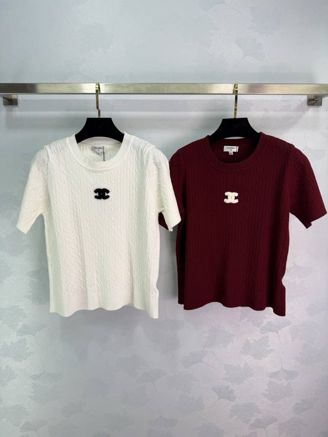 Ch* 2026 Early Spring New Round Neck Cable Knit Short-Sleeve T-Shirt! Made with