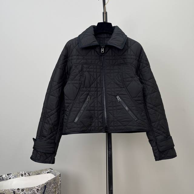 New Arrival! D* New Lady Dior Cannage Quilted Cotton Jacket! Features a lapel z