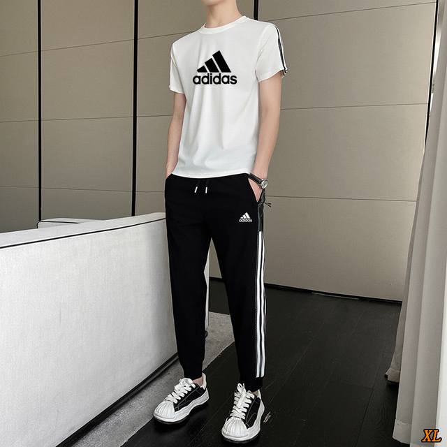 Adidas exclusive real shot of the new summer high-quality ice silk short-sleeved
