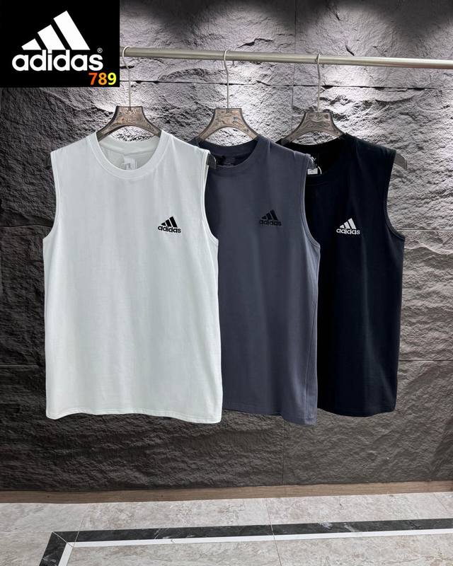 Adidas Logo high yarn woven three-color short-sleeved vest is launched! Using th