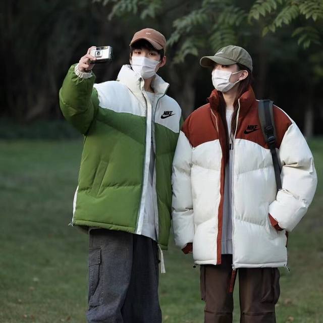 Nike Hong Kong Style Classic Versatile Patchwork Basic Warm Down Cotton Jacket w