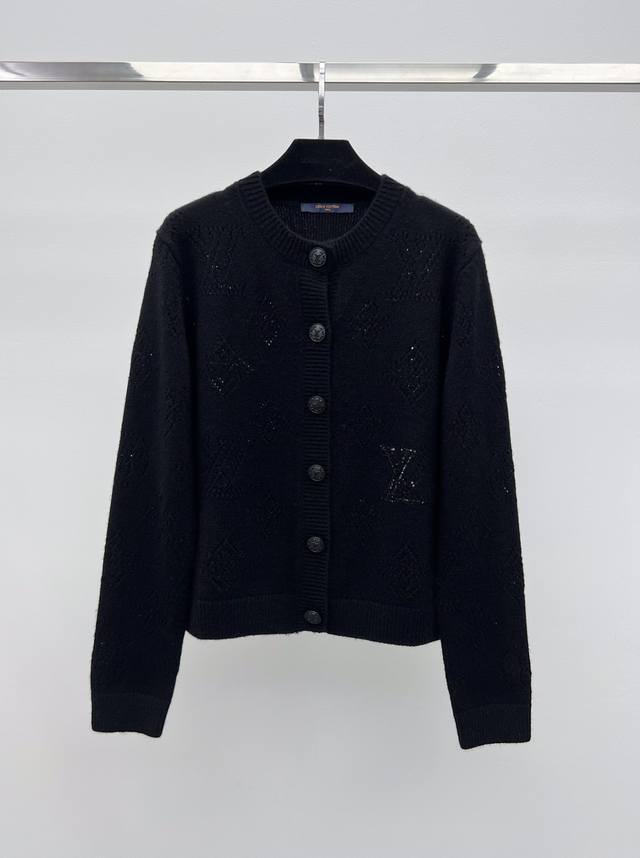 Louis Vuitto* Openwork Monogram Knit Cardigan This cashmere cardigan focuses on